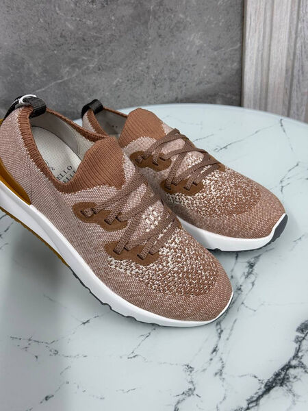Мужские кроссовки Brunello Cucinelli мужской текстиль бежевый 146623-5