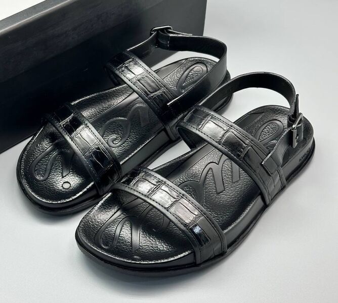 Мужские сандалии Gucci мужской кожа черный 191764