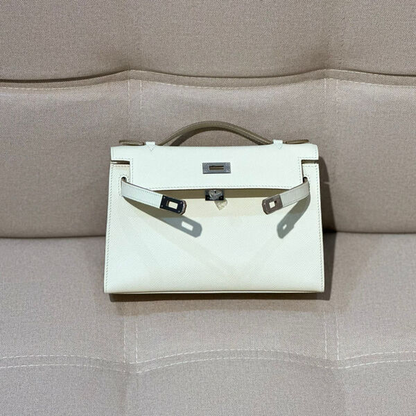 Сумка Hermèskelly 20 Pochette женский кожа белый 137664-3