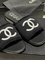 Шлепки Chanel женский текстиль черный 154250-2