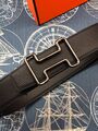Мужской ремень Hermès мужской кожа черный 52614-2