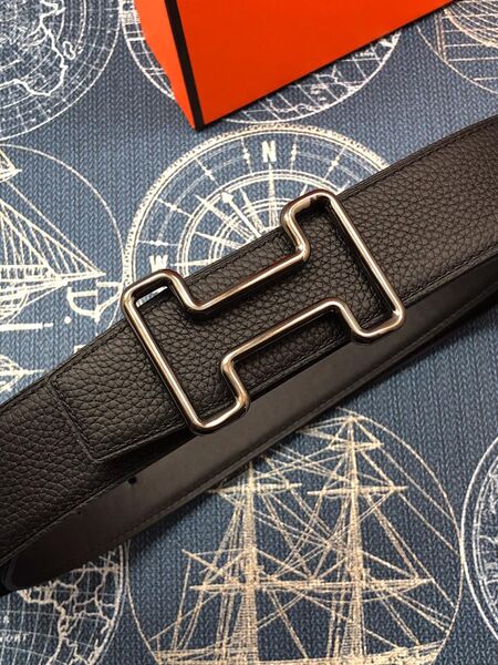 Мужской ремень Hermès мужской кожа черный 52614-2