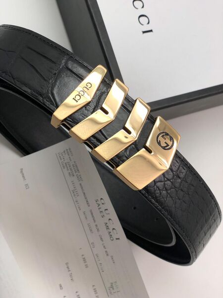 Мужской ремень Gucci мужской кожа черный 52379-4
