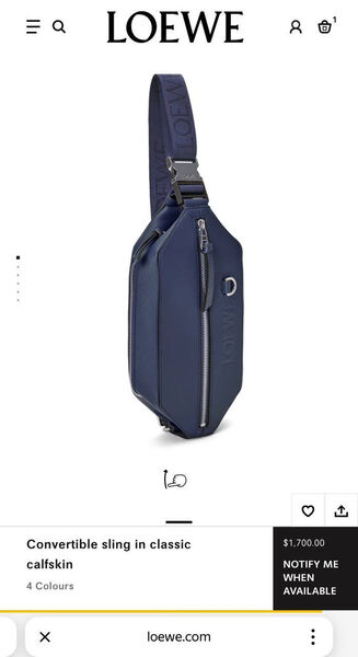 Мужская сумка слинг Loewe мужской кожа синий 168899-6
