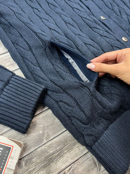 Мужской кардиган Brunello Cucinelli мужской вязаная ткань синий 105908-3