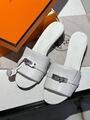 Шлепки Hermès женский кожа белый 112095-3