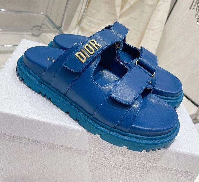Шлепки Christian Dior женский кожа синий 106516