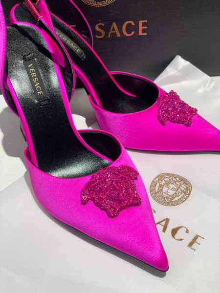 Босоножки Versace женский сатин розовый 12893-3
