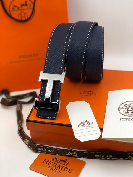 Мужской ремень Hermès мужской кожа синий 52572-2