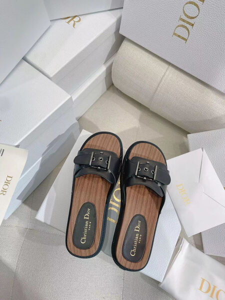 Шлепки Christian Dior женский кожа черный 105199-2