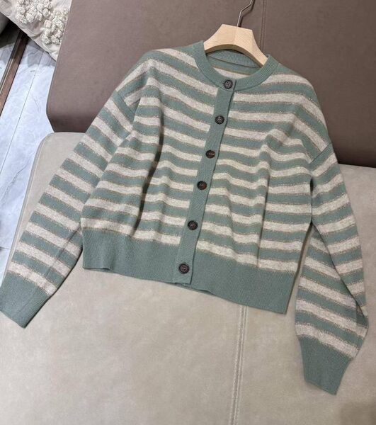 Кардиган Brunello Cucinelli женский вязаная ткань болотный 199176