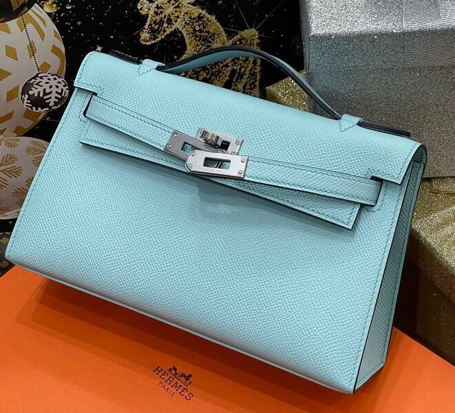 Сумка Hermèskelly 20 Pochette женский кожа бирюзовый 138890