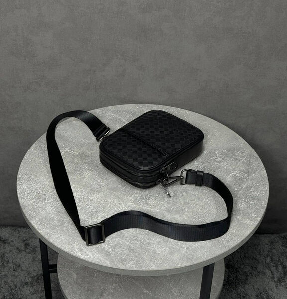 Мужская сумка мессенджер Bottega Veneta мужской кожа черный 200787-4