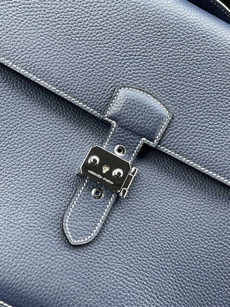 Мужской портфель Hermès мужской кожа синий 108400-6