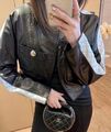 Куртка Celine женский кожа страуса черный,серебристый 123194