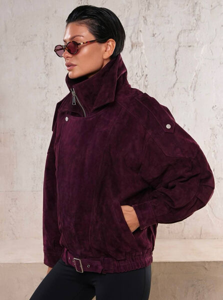 Куртка Saint Laurent женский замша бордовый 180476-2