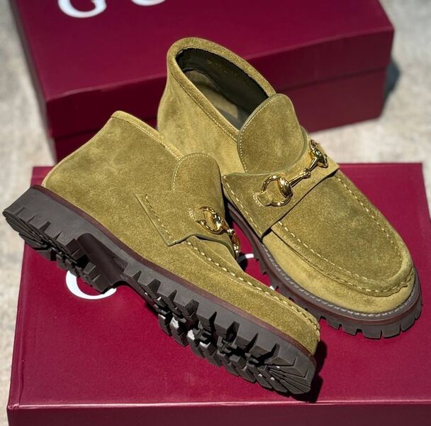 Ботинки Gucci женский замша болотный 199464
