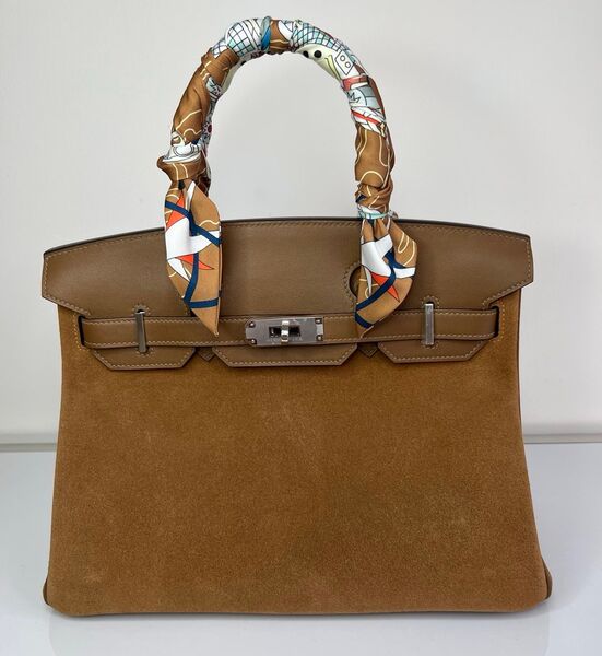 Сумка Hermès Birkin 30 женский замша бежевый 140083