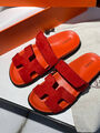 Шлепки Hermès женский замша бордовый 107338-2