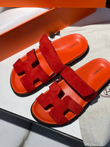 Шлепки Hermès женский замша бордовый 107338-2