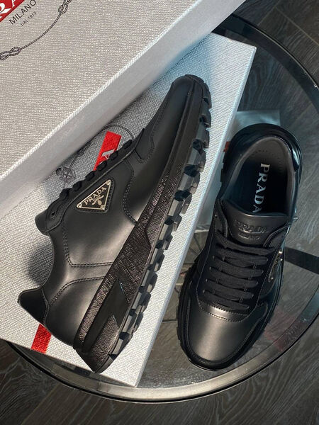 Мужские кроссовки Prada мужской кожа черный 132953-6
