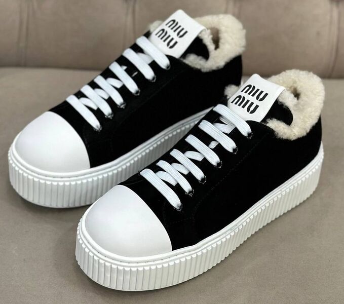 Кеды Miu Miu женский текстиль черный 127846