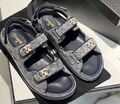 Сандалии Chanel женский текстиль графитовый 113004-1