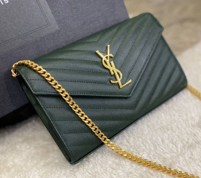 Сумка Saint Laurent женский кожа болотный 95170