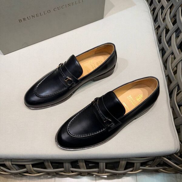 Мужские лоферы Brunello Cucinelli кожа черный h1228667-1