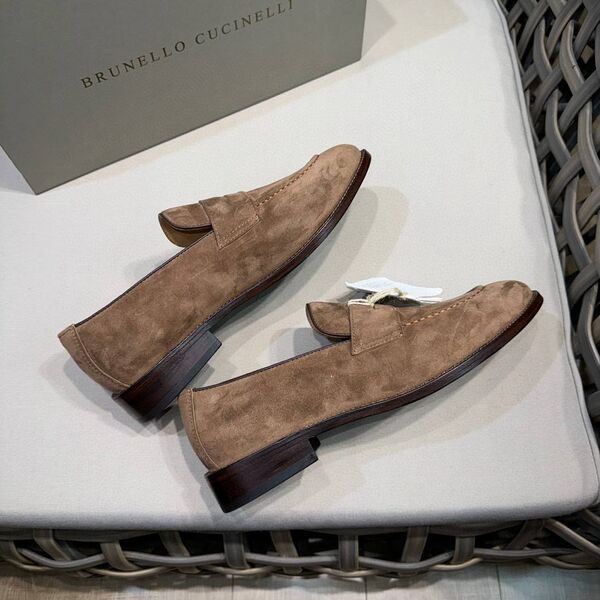 Мужские лоферы Brunello Cucinelli мужской замша бежевый h2916111-1-3