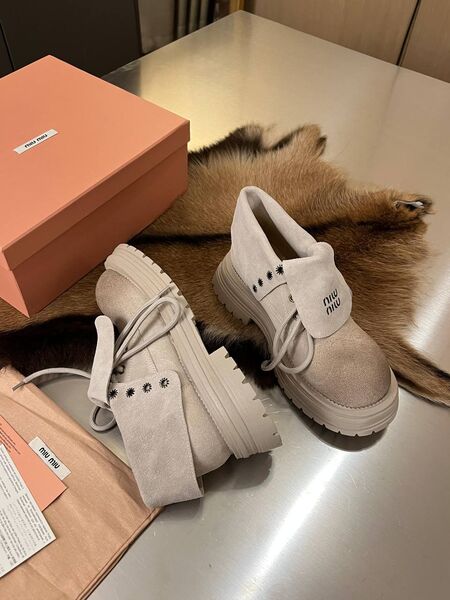 Ботинки Miu Miu замша бежевый f0770903-1-7
