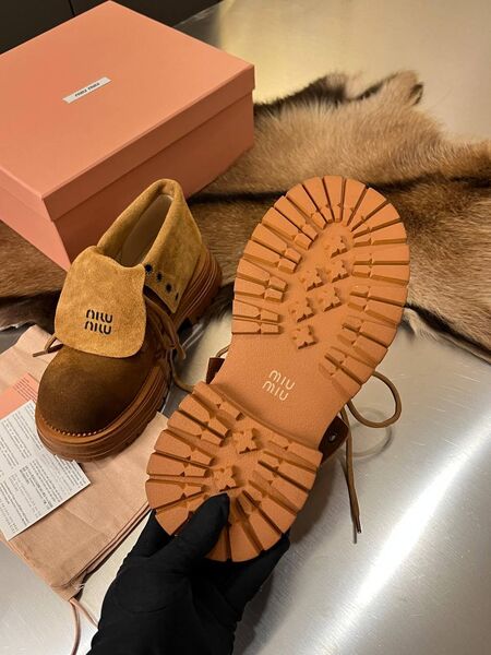 Ботинки Miu Miu замша горчичный n0791836-1-7