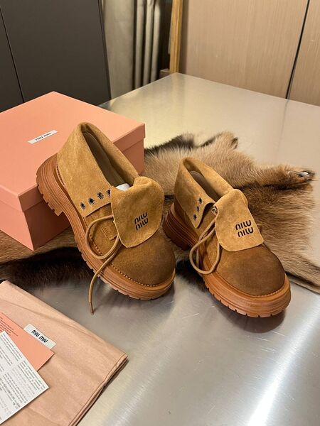 Ботинки Miu Miu замша горчичный n0791836-1-4