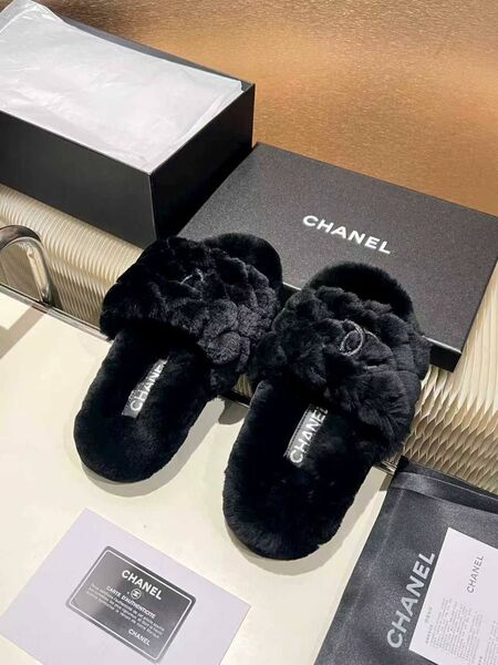 Меховые тапочки Chanel натуральный мех e8238188-1-2