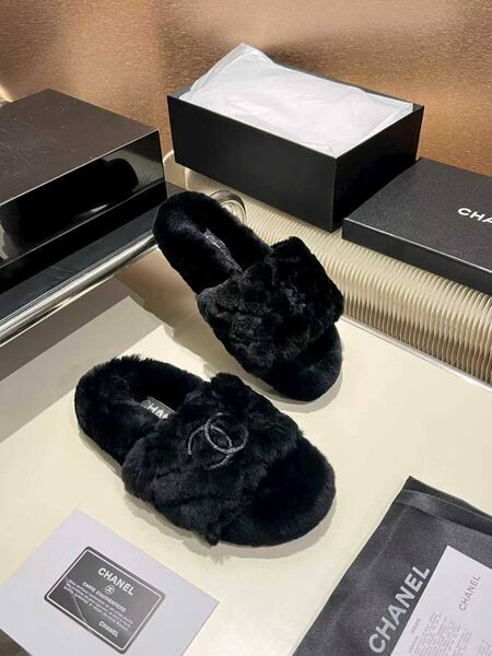 Меховые тапочки Chanel натуральный мех e8238188-1-3