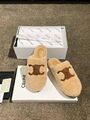 Меховые тапочки Celine женский натуральный мех бежевый t5925111-1