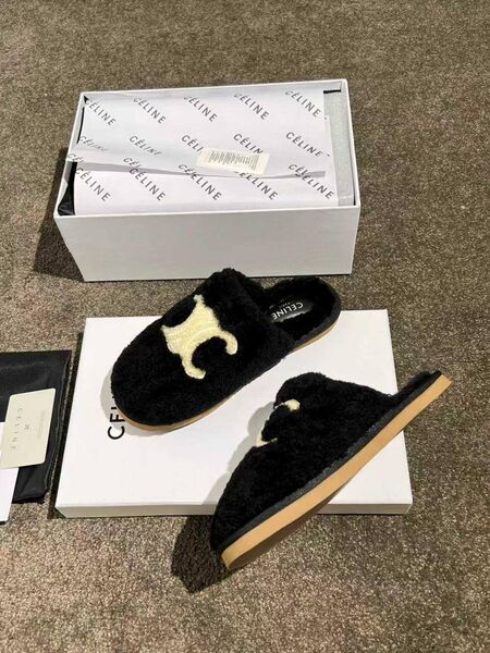 Меховые тапочки Celine женский натуральный мех w2502303-1-2