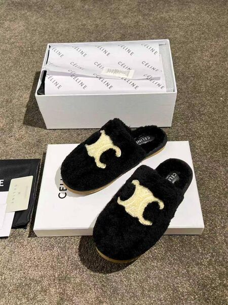 Меховые тапочки Celine женский натуральный мех w2502303-1-3