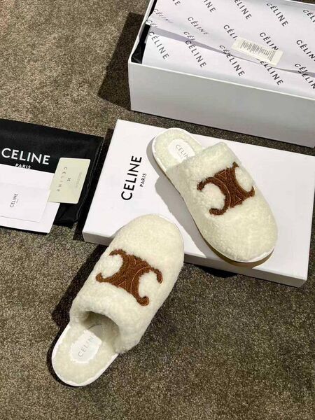 Меховые тапочки Celine женский натуральный мех белый h5852293-1-6