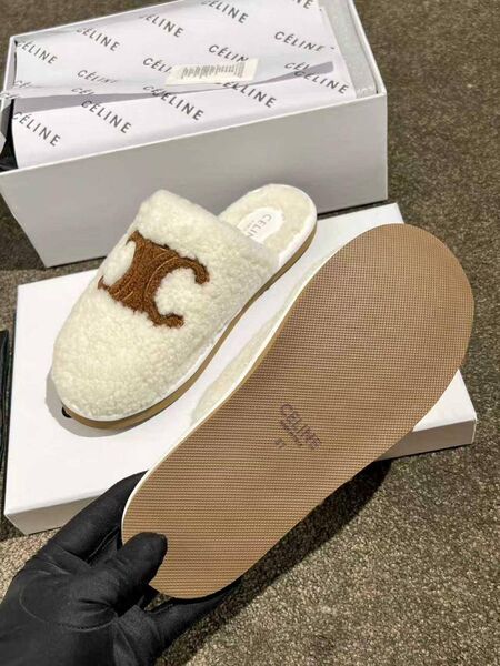 Меховые тапочки Celine женский натуральный мех белый h5852293-1-7