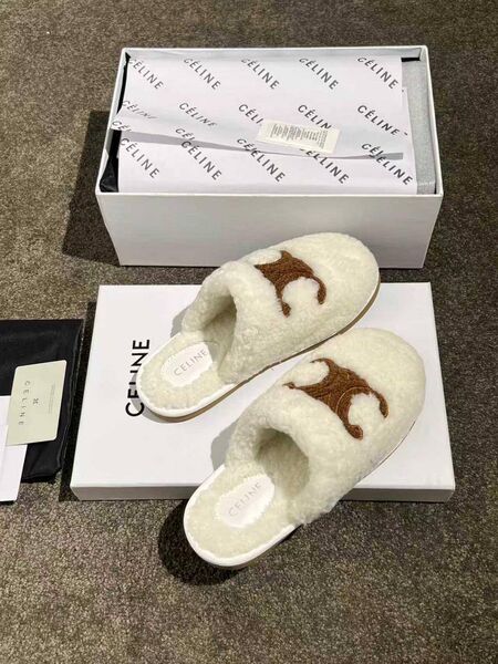 Меховые тапочки Celine женский натуральный мех белый h5852293-1-5