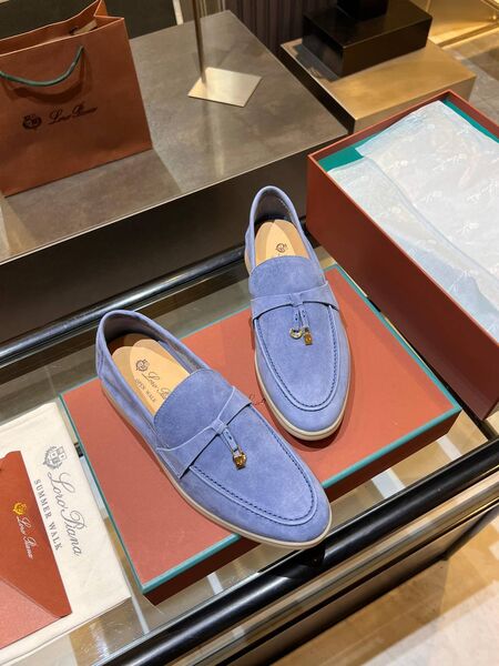 Лоферы Loro Piana женский замша бирюзовый n8621710-1-5