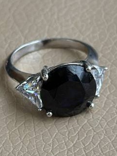 Кольцо с чёрным камнем Chanel серебро k6777070-1