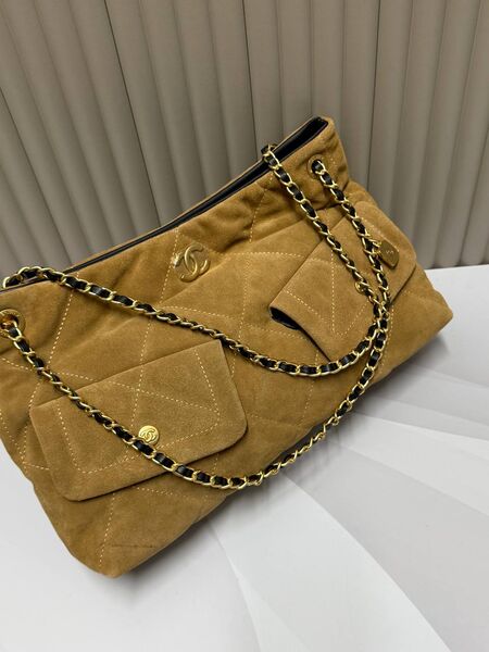 Сумка Chanel женский замша бежевый c8642497-1