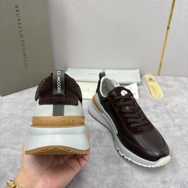 Мужские кроссовки Brunello Cucinelli мужской кожа коричневый j8613758-1-7