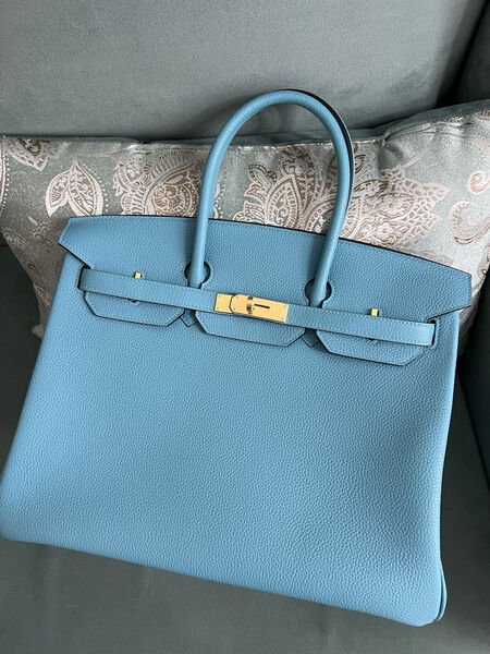 Сумка Hermès Birkin 35 ручная работа женский кожа бирюзовый 75378-4