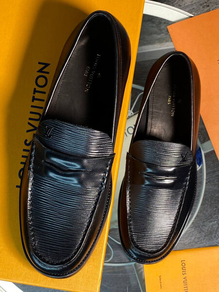 Мужские лоферы Louis Vuitton мужской кожа черный 171306-4