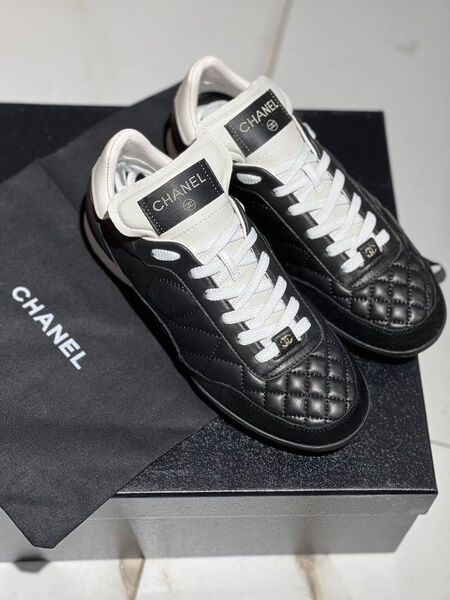 Кроссовки Chanel женский кожа черный 130314-5