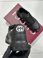 Мужские кеды Gucci мужской кожа черный 185039-4