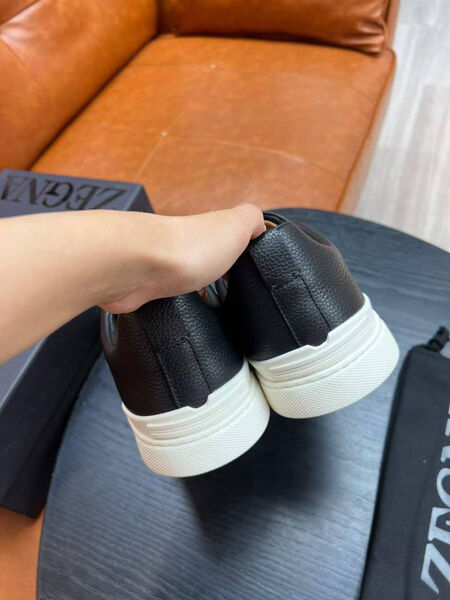 Мужские кеды Zegna мужской кожа черный 165788-6